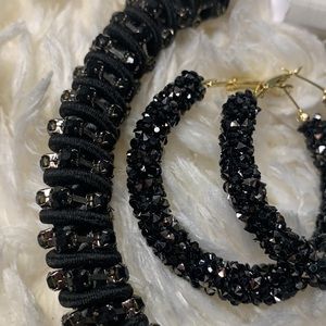 New Top Shop Freedom choker necklace w/ black rhinestones unbranded earrings